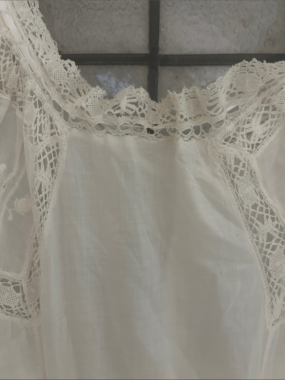 Antique Cream Lace-Trim Slip - Picture 2 of 6